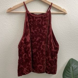 Velvet burnout high neck tank top